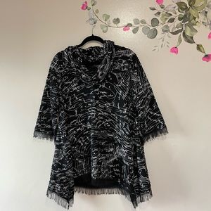 Neo Noble Lagenlook Cowl Neck Tunic, Eyelash Trim, Size Large